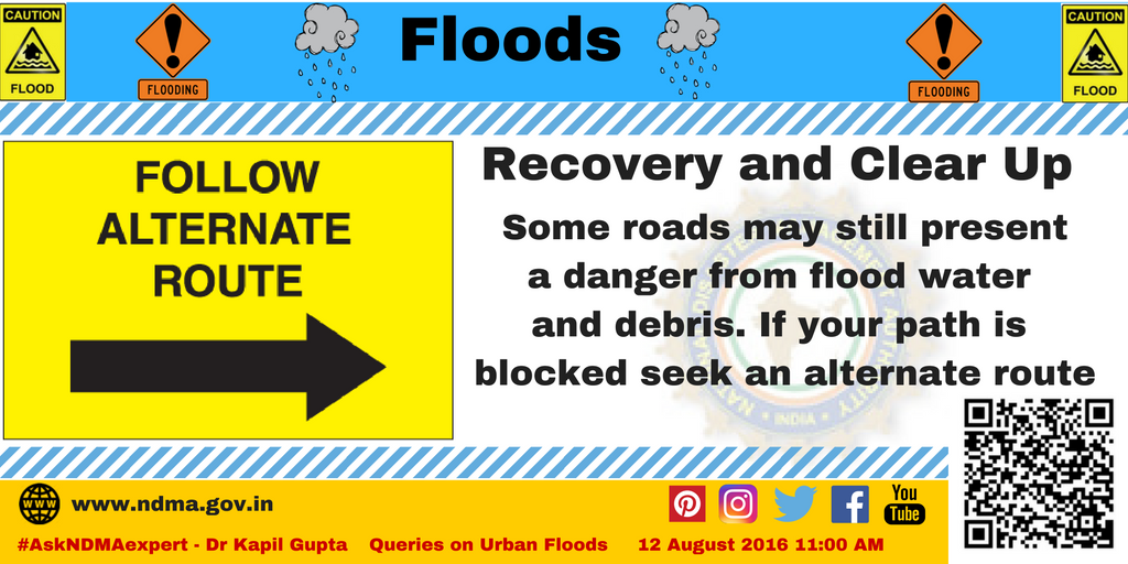 Recovery and clean up - some roads may still present a danger from flood water and debris, take an alternate route